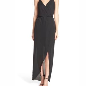 Charles Henry black high low maxi dress